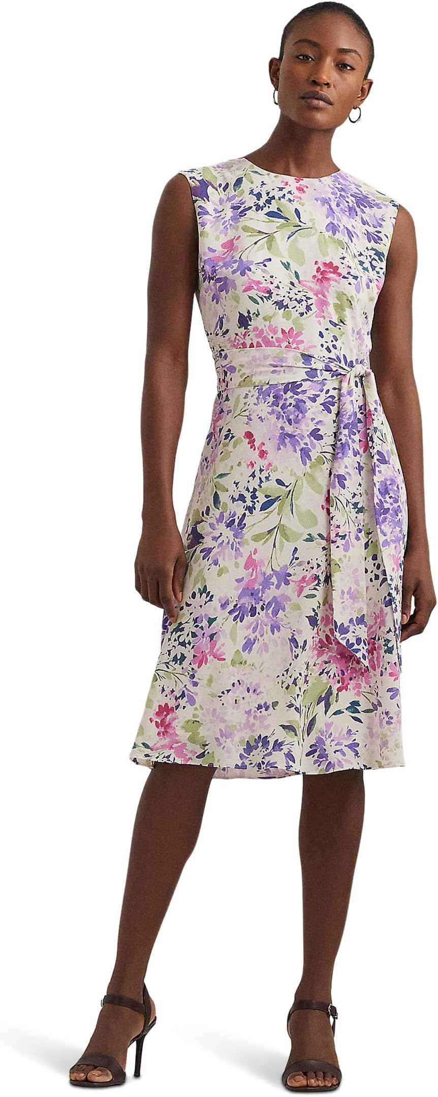 

Платье Lauren Ralph Lauren Floral Belted Bubble Crepe Dress, цвет Cream Multi