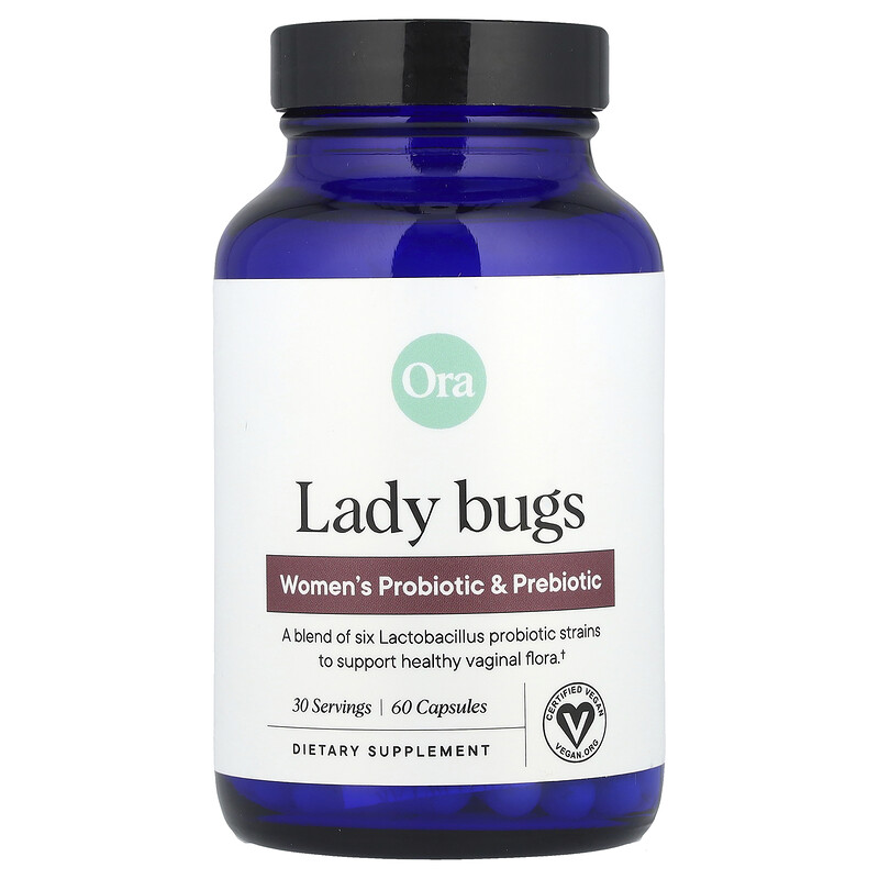 

Ora, Lady Bugs, добавка с пробиотиками и пребиотиками для женщин, 60 капсул