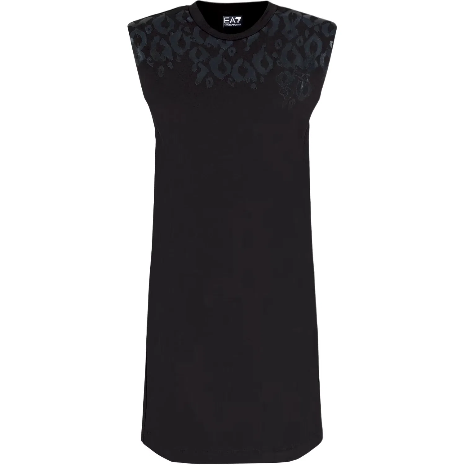 Платье мини с леопардовым принтом Ea7 Emporio Armani черное