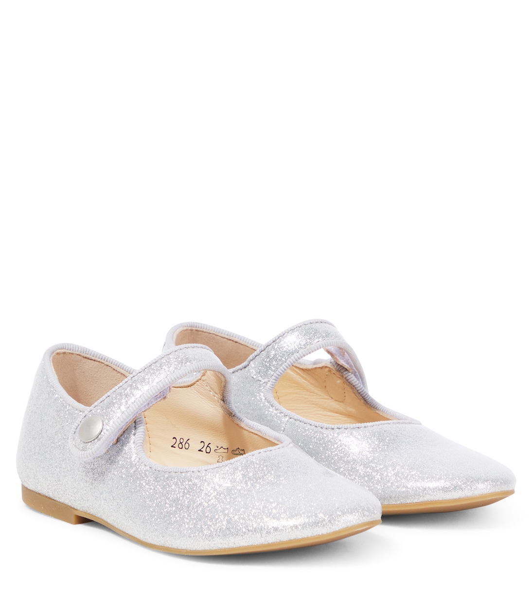 

Детские тапочки Daisy Baby из металлизированной кожи Pom d'Api, Glitter Lisse Argent