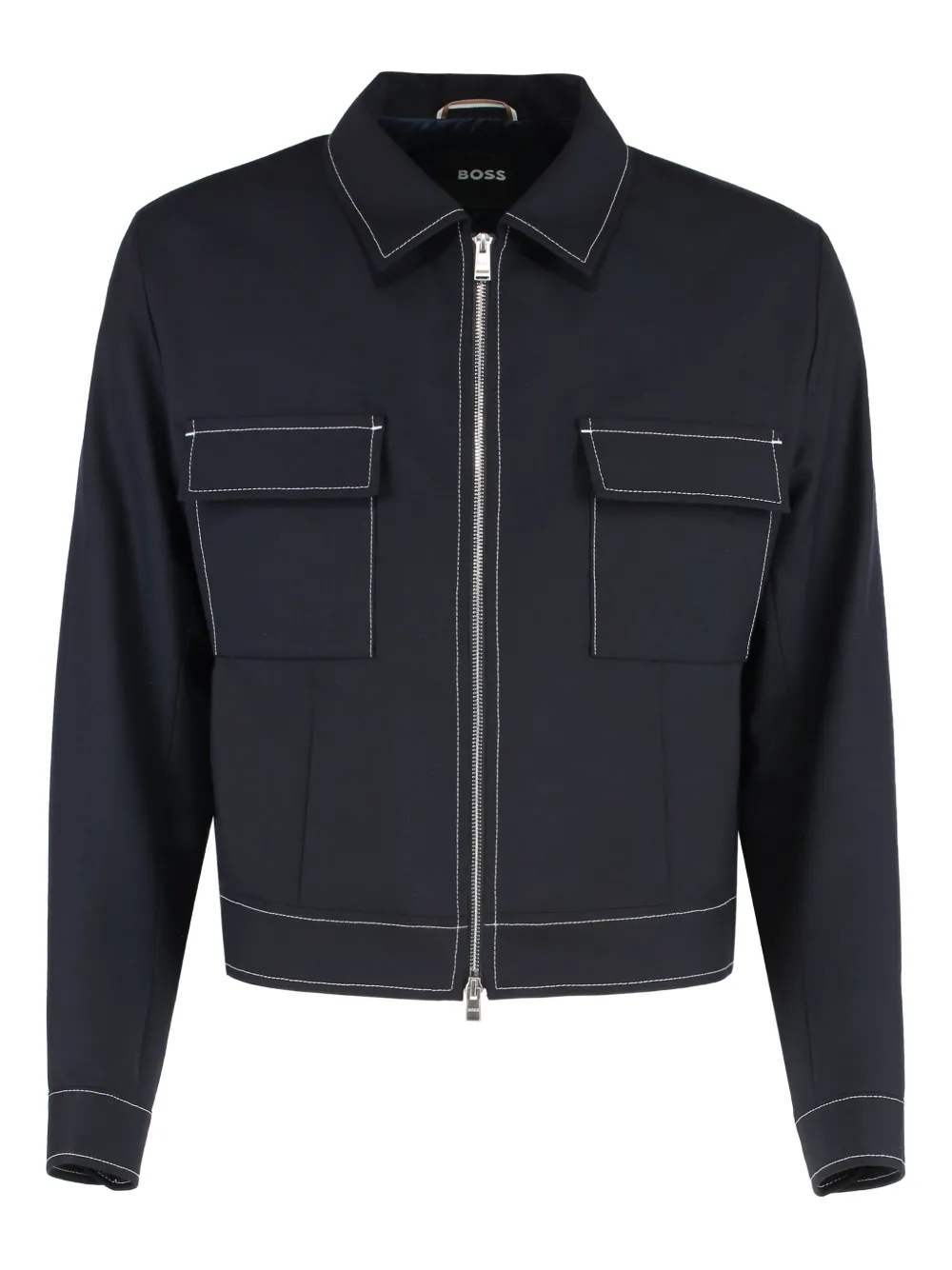 

Куртка с контрастной строчкой и карманами-клапанами BOSS, синий