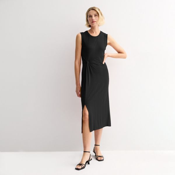 

Женское вязаное платье с перекрученным передом Nine West, черный