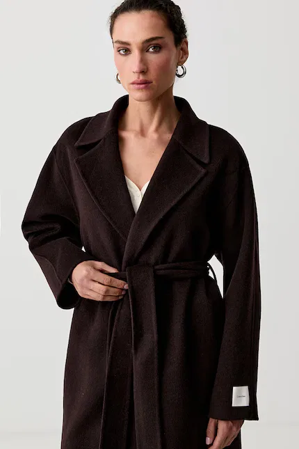 Пальто женское свободное Calvin Klein, коричневый — фото 4