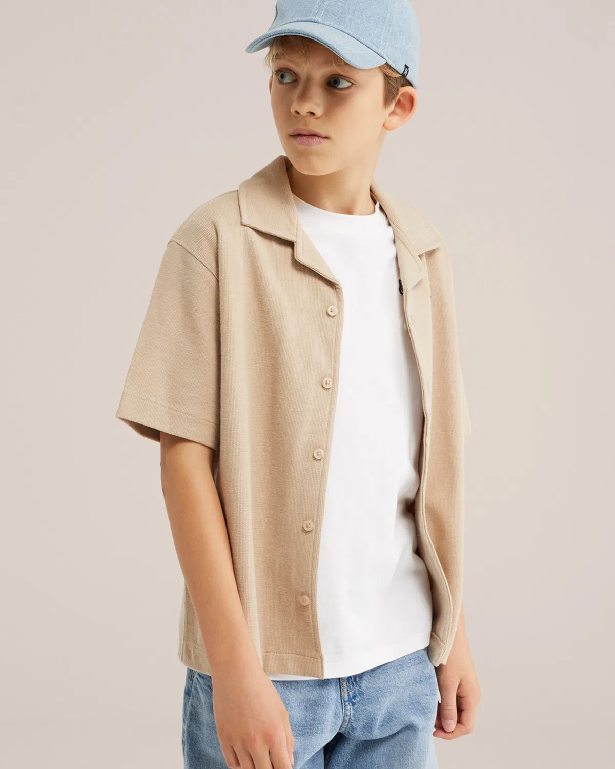 Рубашка на пуговицах стандартного кроя We Fashion, Beige — фото 3