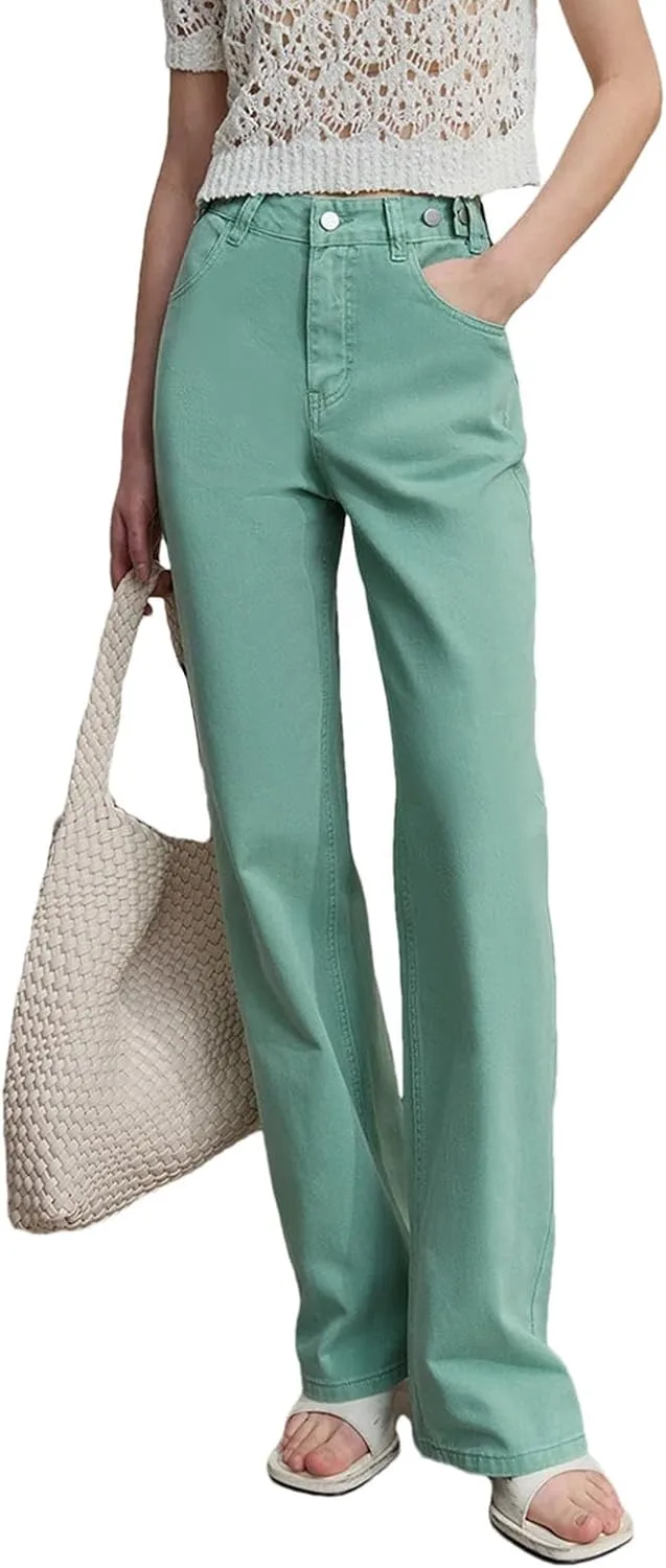 

Женские джинсы ретро прямого кроя однотонные