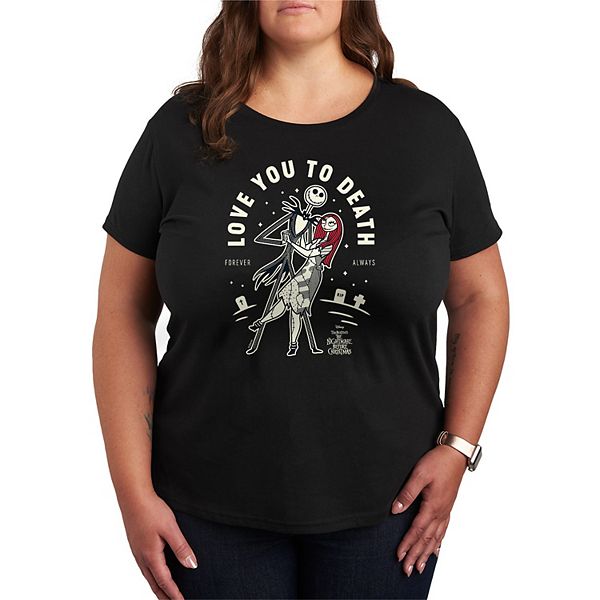 

Футболка Plus size The Nightmare Before Christmas Jack & Sally Love You To Death Disney, Black