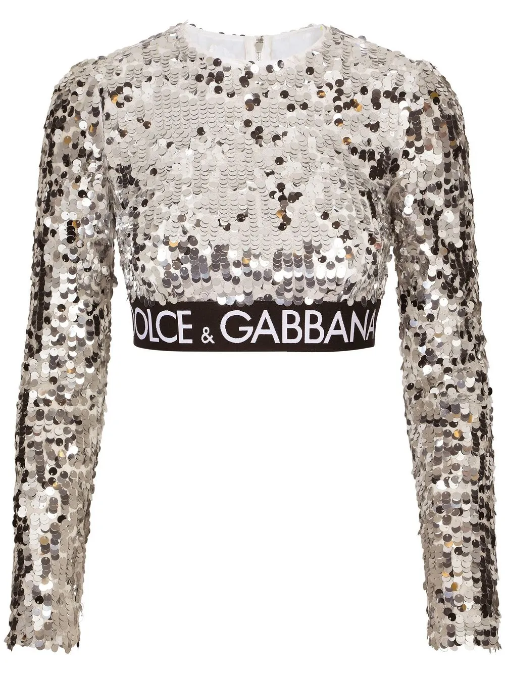 

Укороченный топ с пайетками DOLCE & GABBANA, серебряный