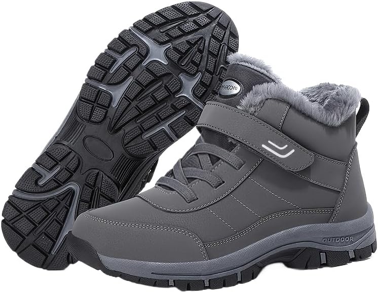 

Мужские зимние сапоги Hhhchpm, термоботинки с шнуровкой и застежкой-липучкой, повседневная обувь для походов и прогулок, темно-серый