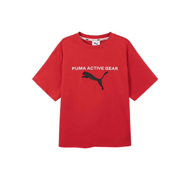 Детская футболка с v-образным вырезом thin PUMA, China Red 60601