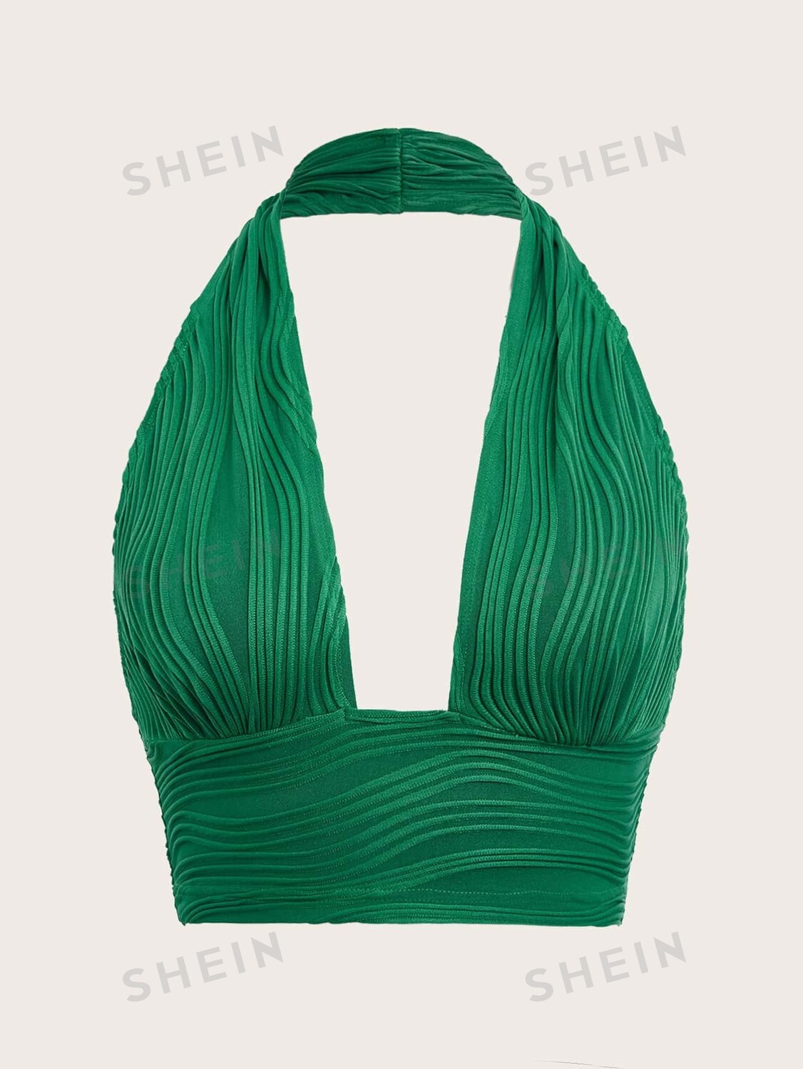 

Топ укороченный Shein Icon с открытой спиной и лямкой, зеленый
