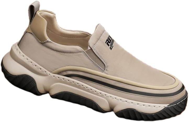 

Мужские спортивные кроссовки на плоской подошве- для повседневной носки в уличном стиле, с толстой амортизирующей подошвой, подходят для походов и ежедневного ношения- бежевые низкие кроссовки с закругленным носком Hoalox