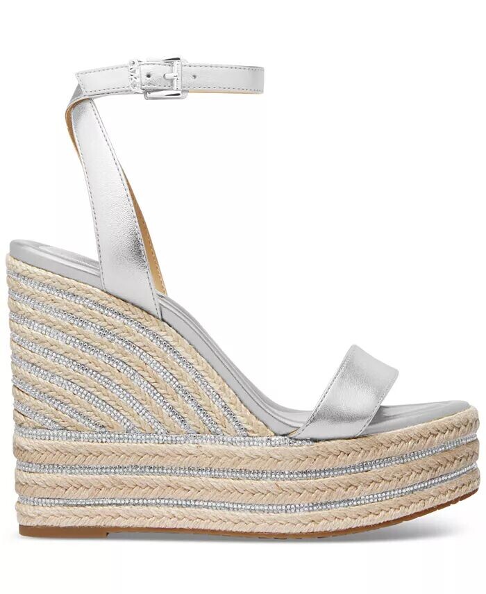 Женские сандалии Leighton Espadrille на танкетке Michael Kors, серебряный — фото 2