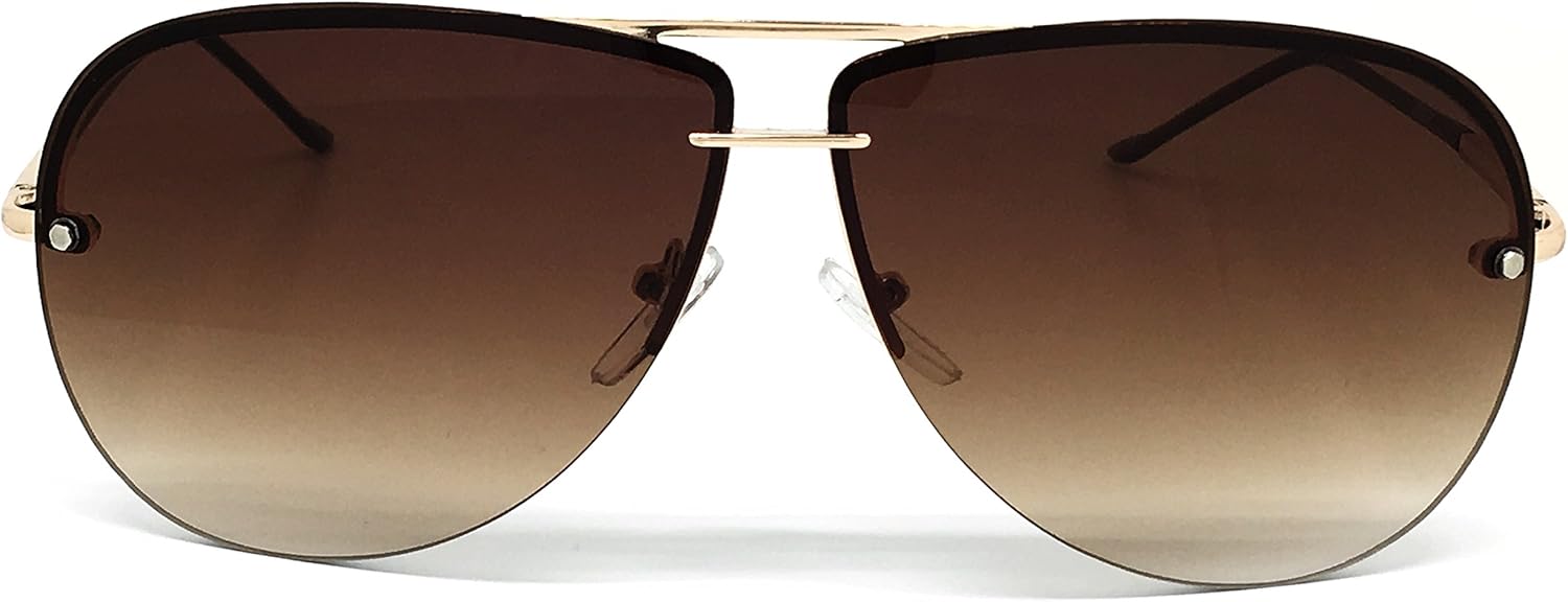 

Солнцезащитные очки-авиаторы RAKOSTA c506 в форме капли с металлической оправой, без оправы, женские и мужские (коричневые, авиаторы без оправы), размер Large O2 eyewear, Brown