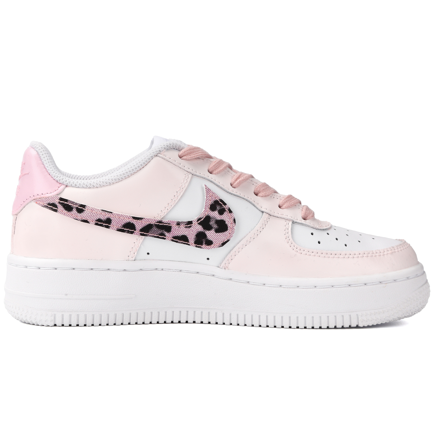 Nike Кроссовки для скейтбординга Air Force 1 Speckled Velvet низкие, устойчивые к истиранию, розовые и белые, детские — фото 4