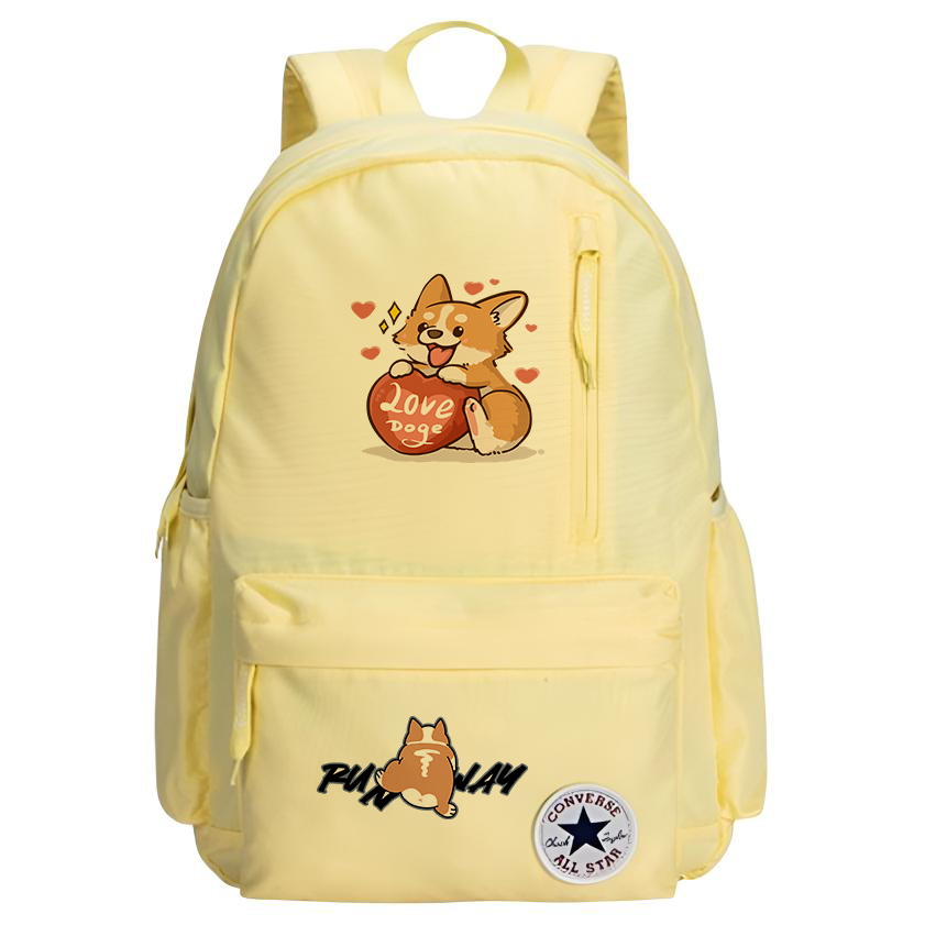 

Converse Полиэстеровый рюкзак среднего размера унисекс с термопереносом цвета гусиное яйцо, Cute Corgi