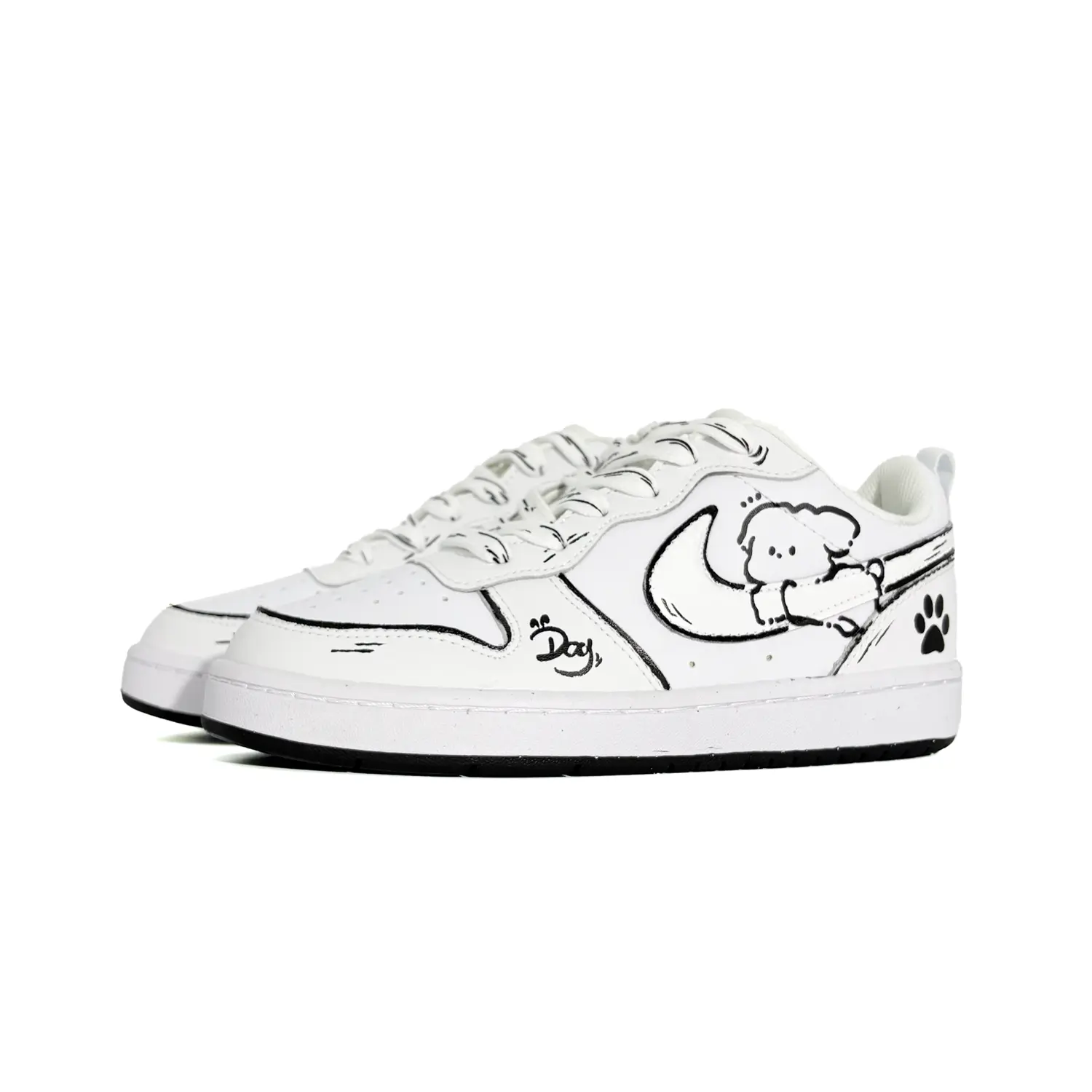 Nike Court Borough Line Dog Abrasion Resistant Kids' Skateboarding Shoes White Teenagers — фото 4