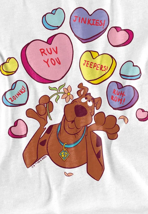 Футболка Cotton Soul Scooby doo! valentine's day heart candy print t-shirt, белый — фото 3