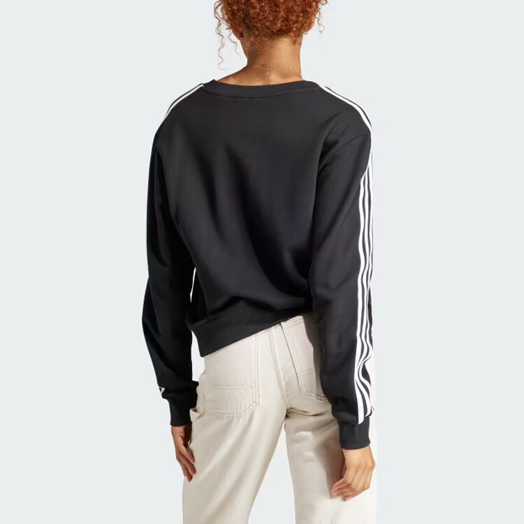 Женская толстовка Essentials с тремя полосками и V-образным вырезом, черная Adidas — фото 3