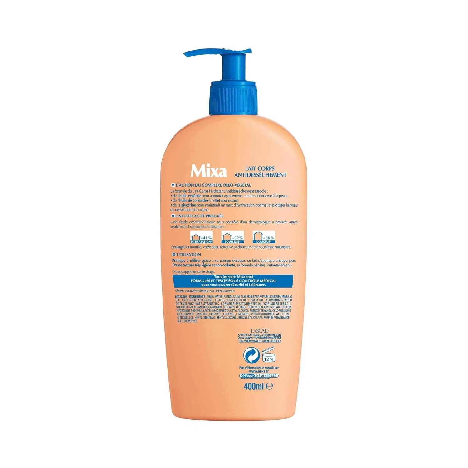 Молочко для тела Mixa Intensif Dry Skin, 2 x 400 мл Mixa — фото 2