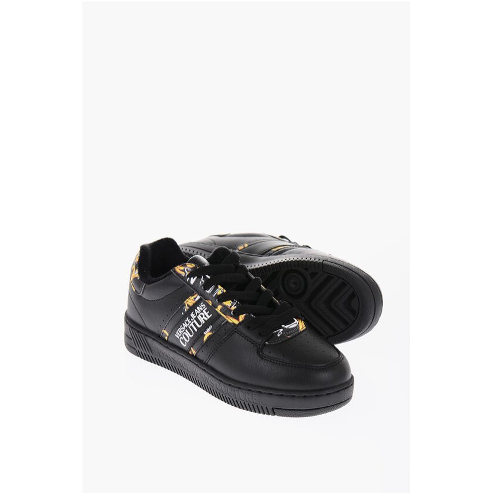 Кроссовки JEANS COUTURE из кожи MEYSSA с низким верхом и принтом Baroque M Versace, Black