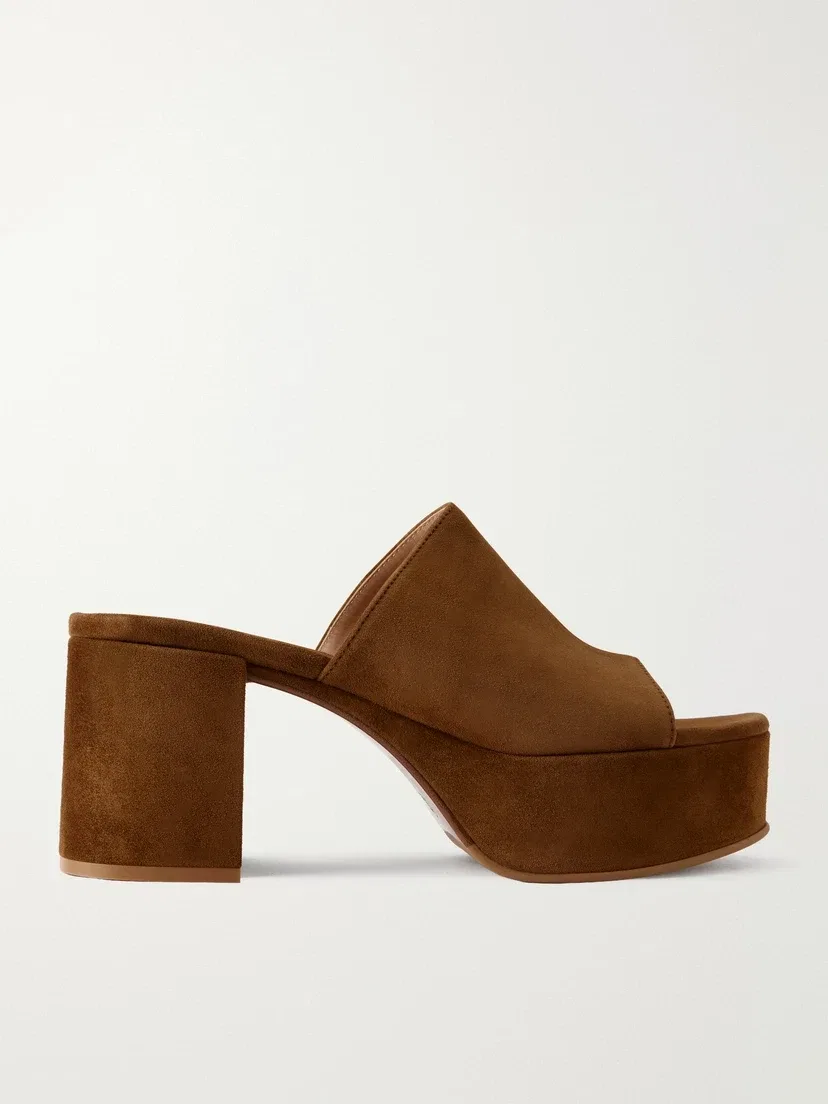 Мюли на платформе из замши Gianvito Rossi, коричневый