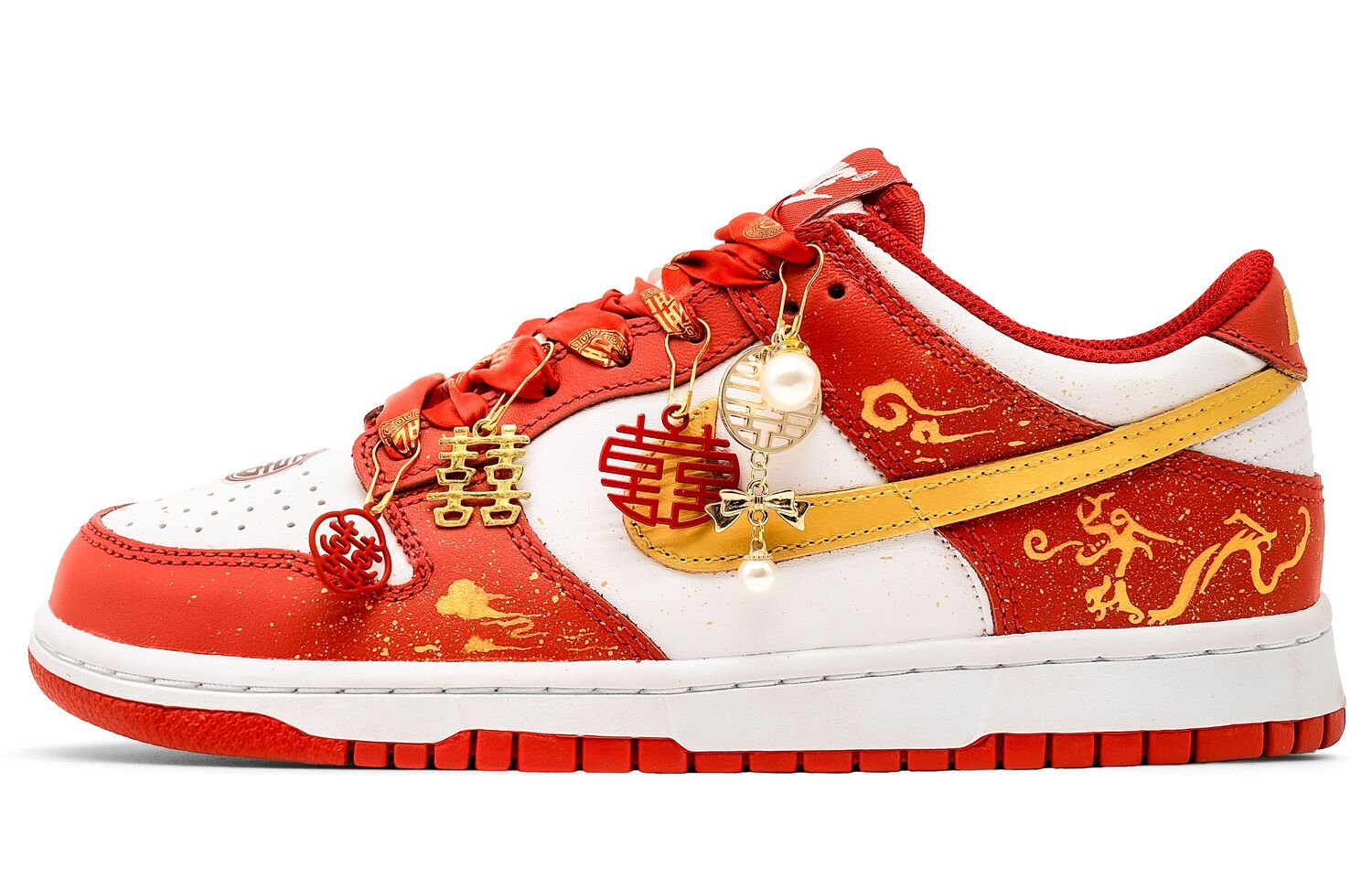 

Кроссовки для скейтбординга unisex dunk a match made in heaven с амортизацией, облегченные, низкие, и золотые Nike, красный золотой