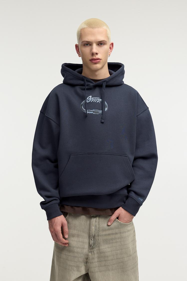 

Графическая толстовка с капюшоном Pull And Bear, синий