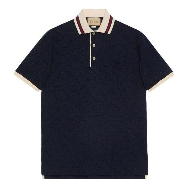 

Футболка cotton polo shirt with gg embroidery 'dark blue' Gucci, синий