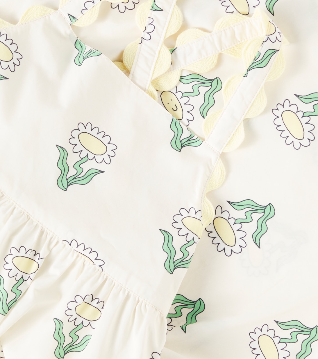 Платье из хлопка с цветочным принтом Stella McCartney Kids, Crema/Multicolor — фото 3