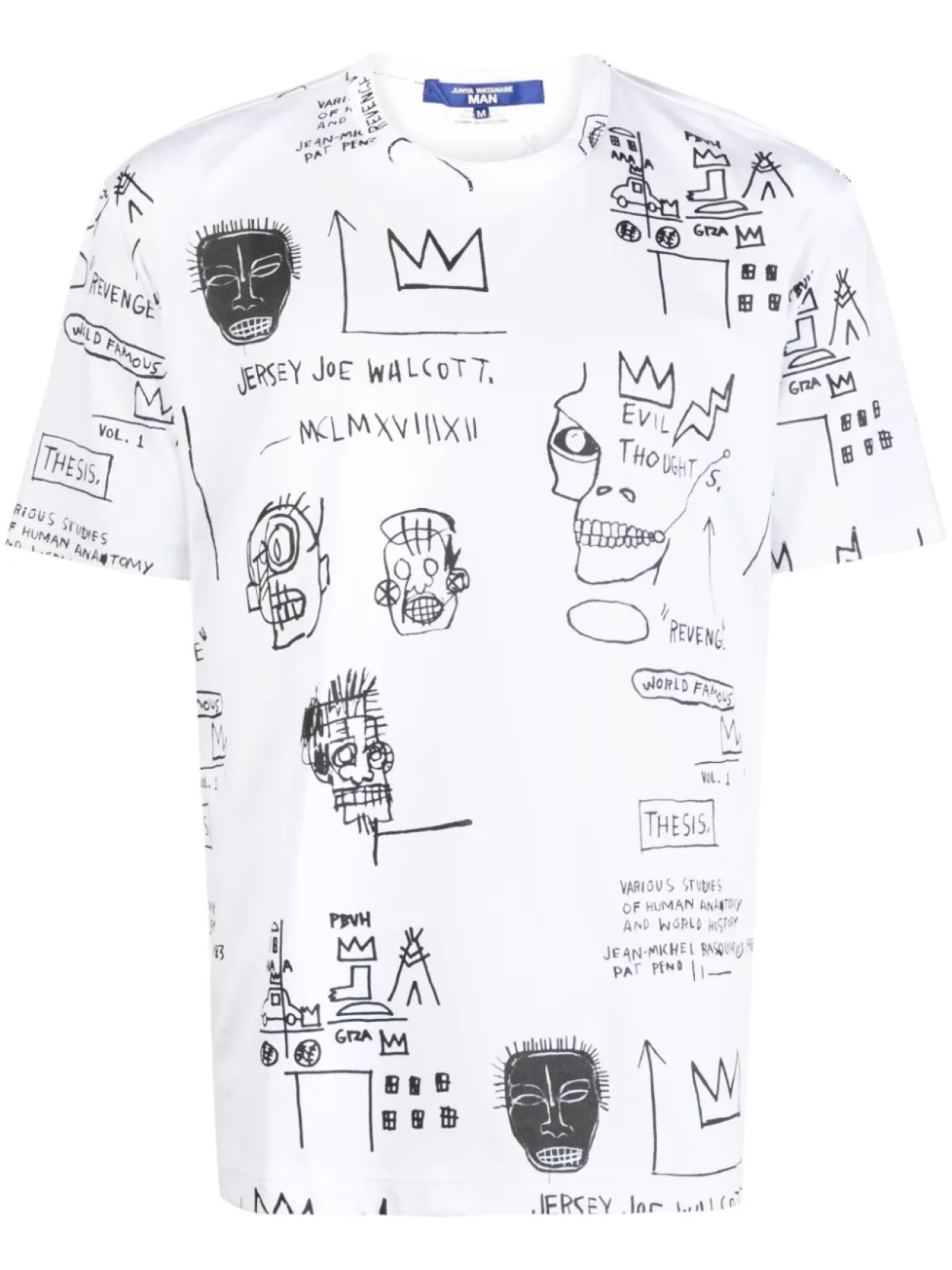 

Junya Watanabe MAN футболка с графичным принтом из коллаборации с Basquiat, белый