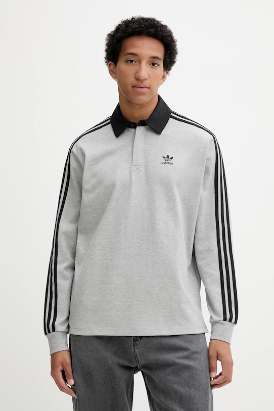 

Длинный рукав хлопковая регби поло Adidas Originals, серый