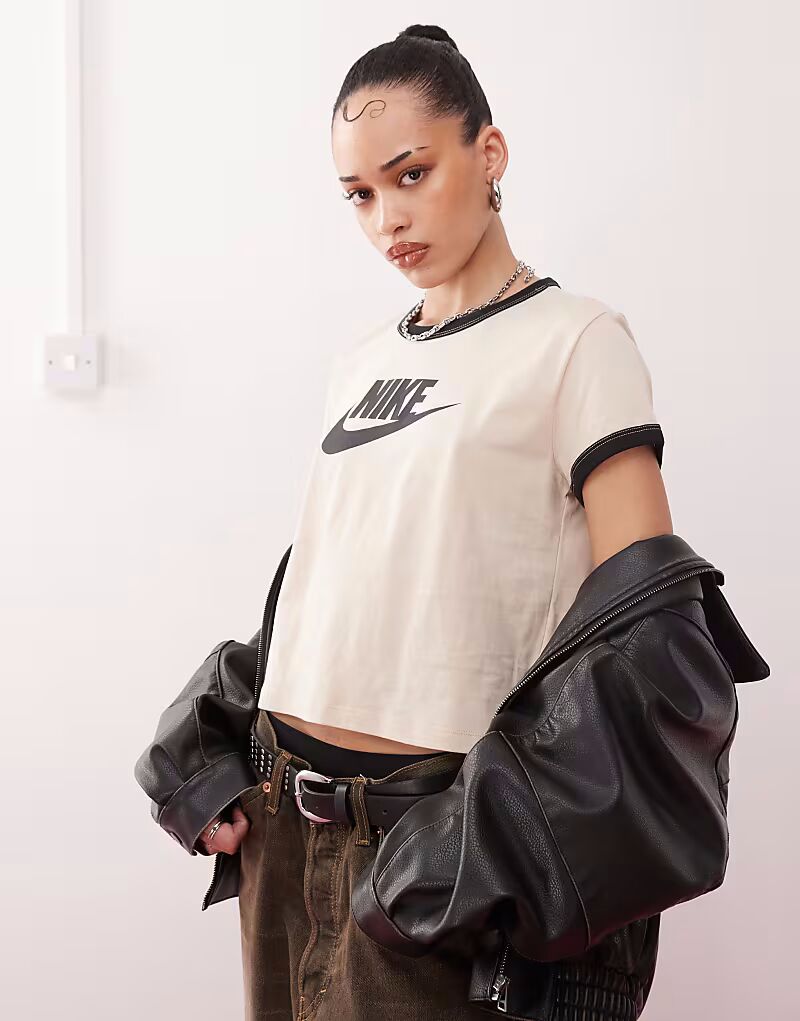 

Детская футболка Nike Ringer Vintage бежевого и черного цветов