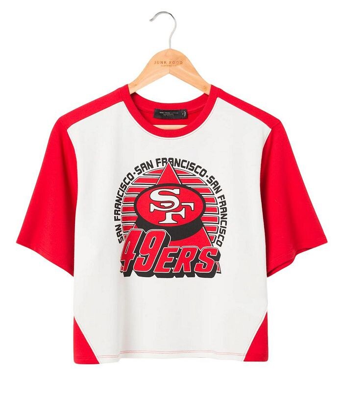

Женская укороченная футболка НФЛ Сан-Франциско 49ers Junk Food Clothing с цветными блоками, белый
