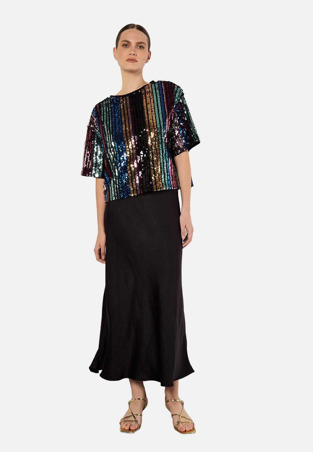 

Блуза RAINBOW SEQUIN STRIPE Apricot, черный