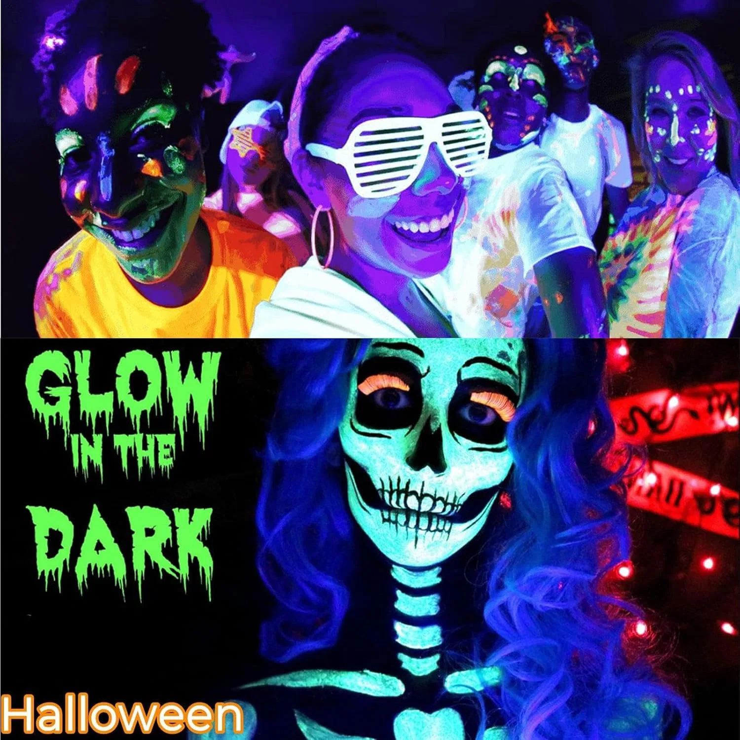 Набор для боди-арта Neon Body Paint Glow Face Body Paint 6 цветов — фото 3