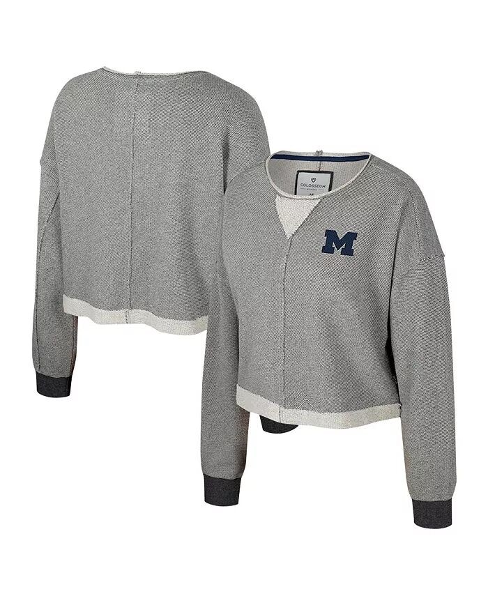 

Женская темно-серая укороченная толстовка-пуловер Michigan Wolverines Magnum с круглым вырезом Colosseum