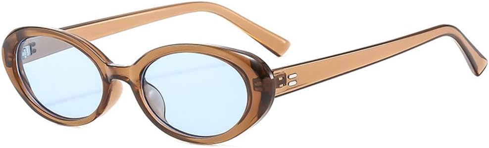 

Женские ретро-солнцезащитные очки овальной формы, черные, маленькая оправа, модные солнцезащитные очки для женщин, защитные очки от УФ-излучения UV400 JWMSXYQR, Brown Blue