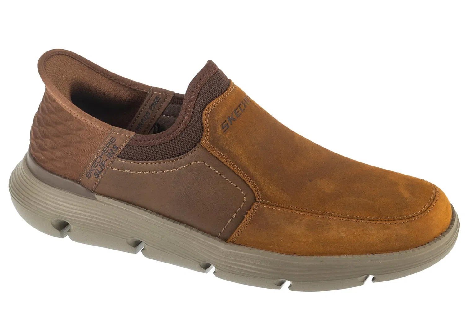 Полуботинки на шнуровке, из кожи, Skechers, коричневый