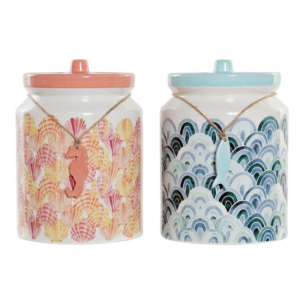 

Сосуд DKD Home Decor ‎S3014945 Dolomite Summer Coral Celeste (2,3 л) (2 шт.) (15 x 15 x 22 см)