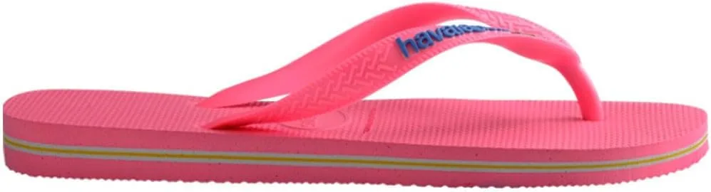 Логотип Havaianas Brasil, культовые, декоративные сандалии ручной работы с ремешками, украшенные бразильским флагом, и низким основанием в красной зоне, унисекс, для взрослых — фото 3