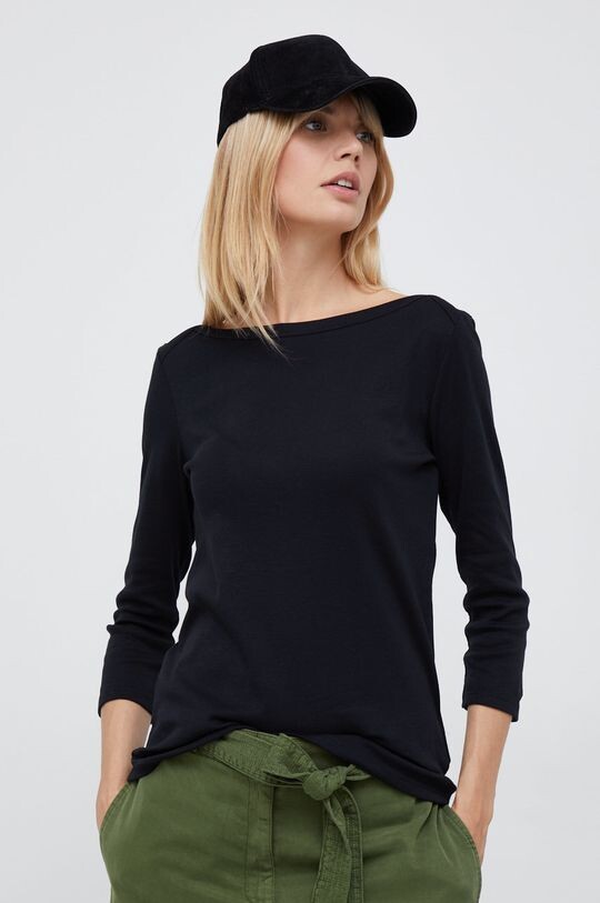 

Хлопковый топ с длинными рукавами United Colors of Benetton, черный