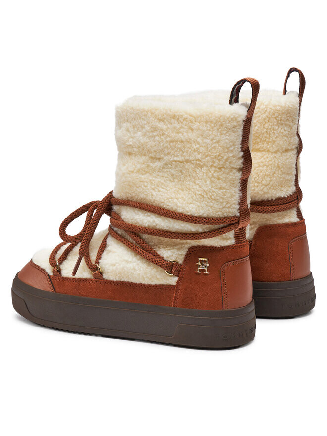 Зимние Ботинки Tommy Hilfiger Lace-Up Faux Shearling Snowboot FW0FW08252, бежевый — фото 3