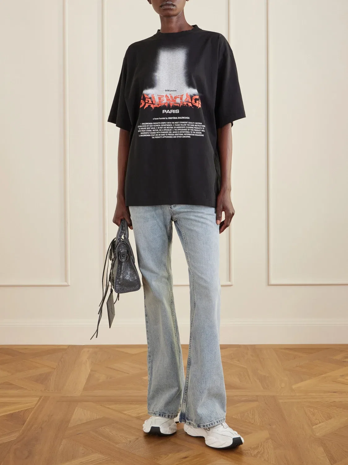 Футболка из смесового хлопка с принтом BALENCIAGA, черный — фото 2