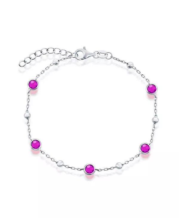 

Браслет из стерлингового серебра с оправой и фианитами (белого, зеленого, синего или красного цвета) Simona, ruby