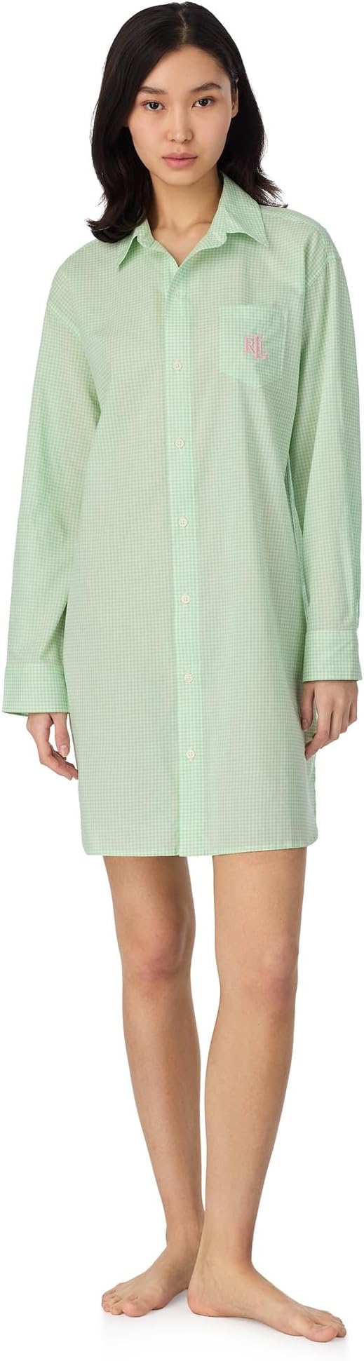

Ночная рубашка Lauren Ralph Lauren Long Sleeve Rolled Tab His Sleepshirt, цвет Green Check