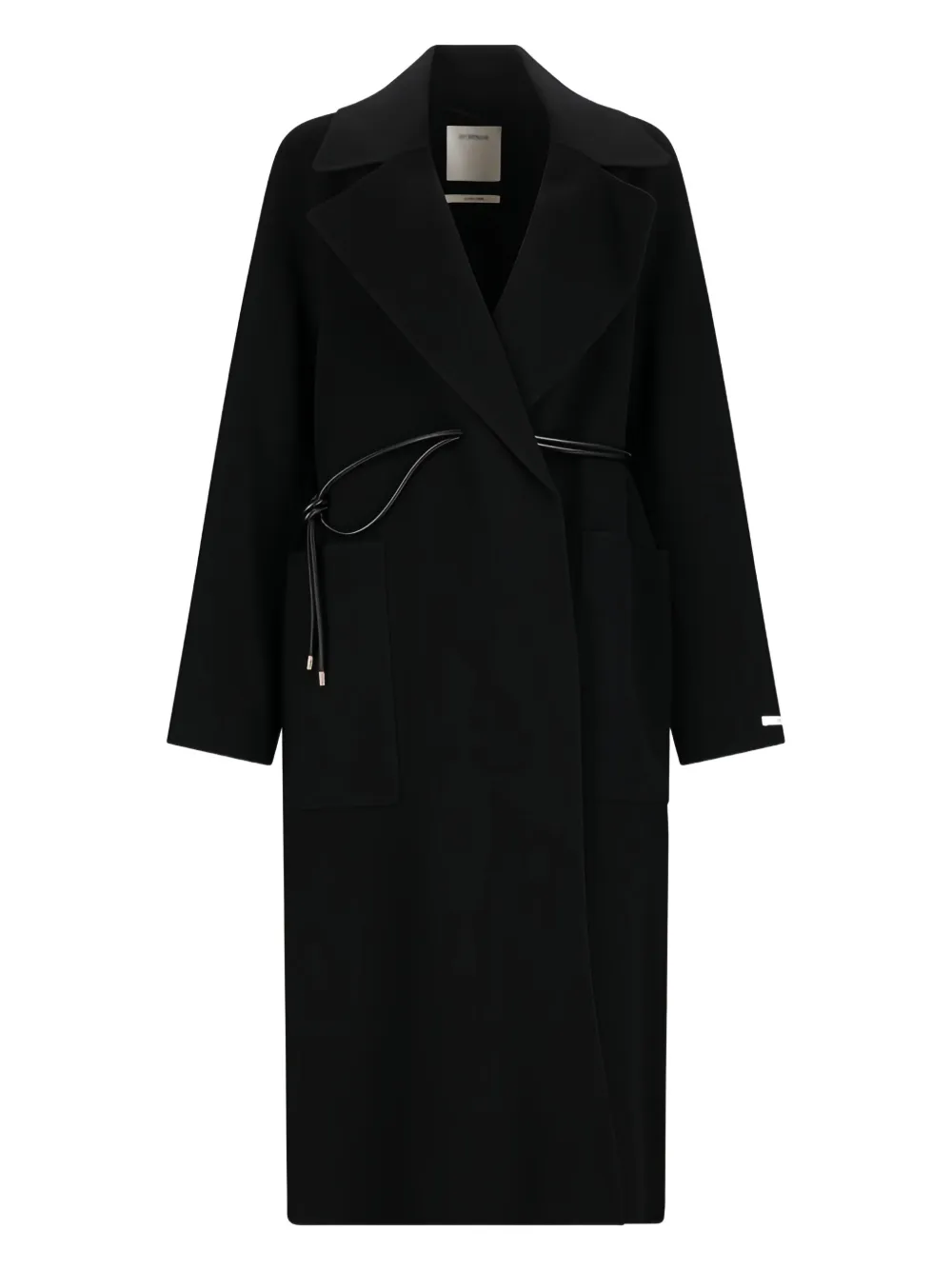 

Однобортное пальто с поясом SPORTMAX, черный