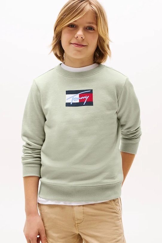 

Детская хлопковая толстовка Tommy Hilfiger, бирюзовый