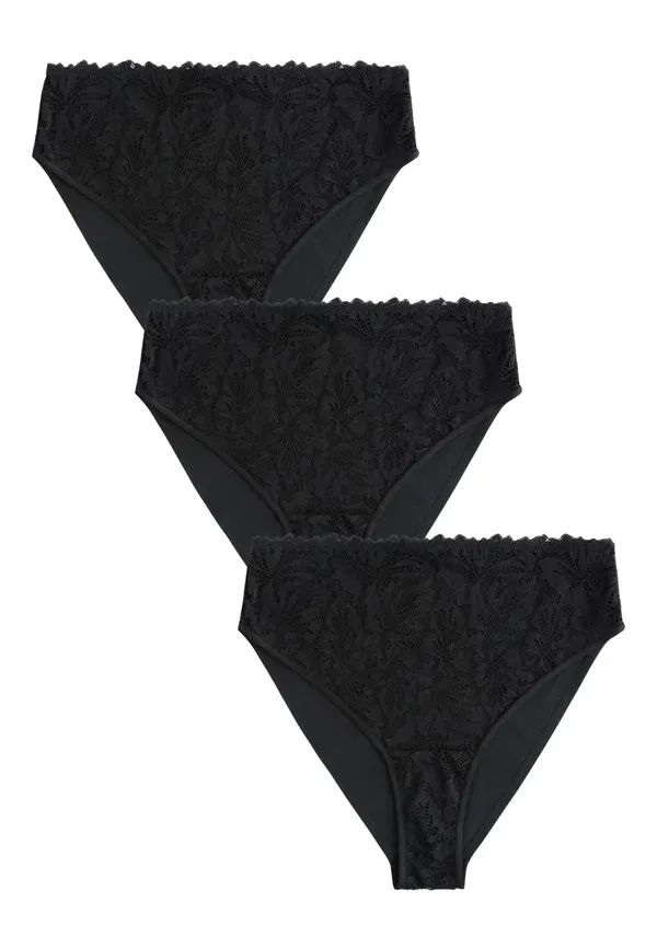 Трусы Next, High rise high leg fit lace front nvpl knickers 3 pack, черный — фото 4