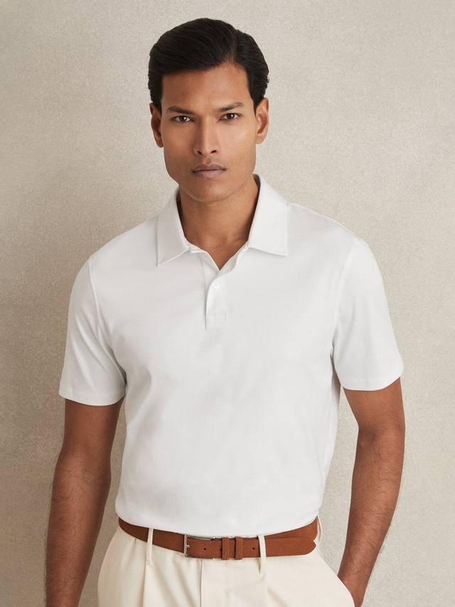 

Хлопковая поло Earl Cotton с коротким рукавом Regular Fit Reiss, White