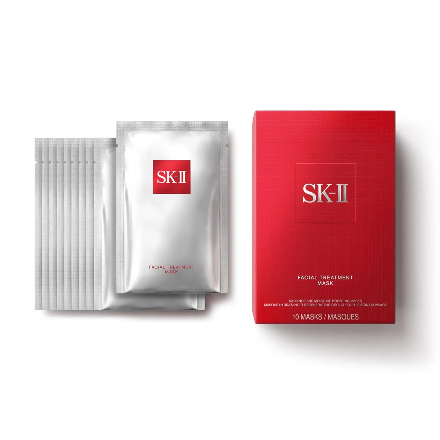 Маски для лица SK-II - осветляющие тканевые маски для лица, улучшающие тон, текстуру и сияние кожи - антивозрастное средство для восстановления увлажненности и заметного оздоровления кожи. 10 шт. (1 шт.), Red